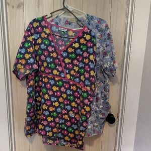 Scrub Tops 2/4X, 1/3X And 1 2XL Petite Scrub Pants 4 Pieces